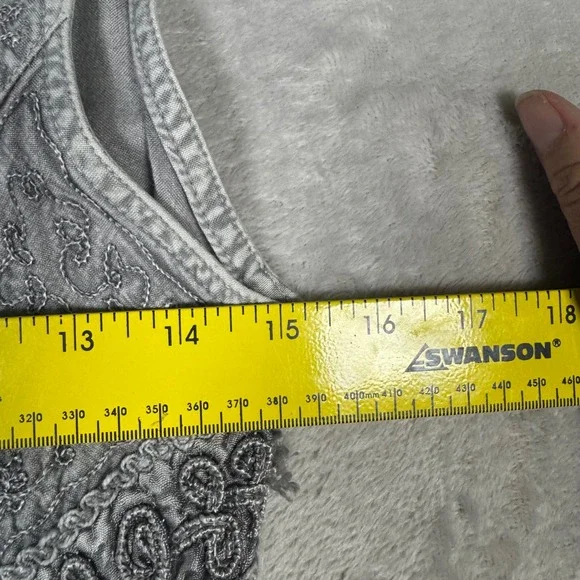 Magic One Size - S Rayon Embroidered Maxi Dress Sleeveless Gray Bohemian‎ Casual - Picture 11 of 14